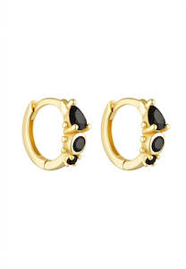 Porter Jewellery: Porter Jewellery Heirloom Huggies Gold/Onyx