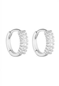 Porter Jewellery: Porter Jewellery Gemini Huggies Silver/Clear