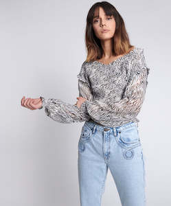 New Arrivals: ONE TEASPOON TOP - ZEBRA BARDOT CROSS OVER TOP