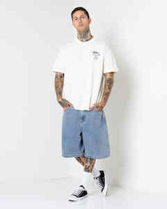 Mens Menu Bar: S-DOUBLE DENIM SHORTS  - PRINT DENIM