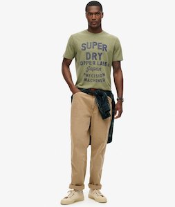 Superdry Product: SUPERDRY TEE - COPPER LABEL WORLWEAR T-SHIRT / HUSHED OLIVE GRIT