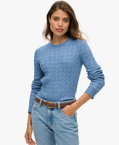 SUPERDRY KNIT - FITTED CABLE CREW NECK JUMPER / WEDGEWOOD BLUE