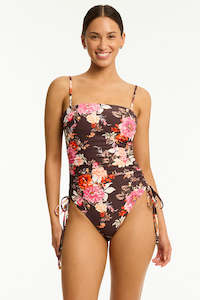 Swimwear Product Womens: SEA LEVEL ONE PIECE - ROSEWOOD TIE SIDE BANDEAU / CACOA