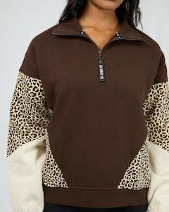 ALL ABOUT EVE 1/4 ZIP  - SAVANNAH / BROWN