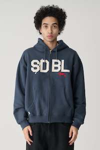 S DOUBLE HOODIE - APPLIQUE ZIP THROUGH HOOD