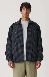 Mens Menu Bar: S DOUBLE JACKET - PLAID ZIP THROUGH LS SHIRT / INDIGO