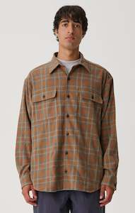 S DOUBLE L/S SHIRT - PLAID LS OVERSHIRT / SIENNA