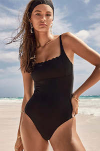 SEA LEVEL SWIMWEAR - SCALLOPED SQUARE NECK BRALETTE ONE PIECE