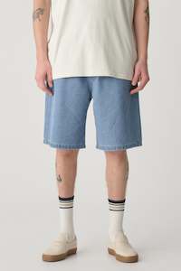 Mens Walkshorts Shorts: S DOUBLE DENIM SHORTS - DENIM STANDARD SHORT / MID BLUE