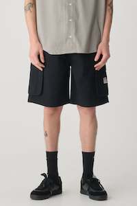 Mens Walkshorts Shorts: S DOUBLE CARGO SHORTS - CARGO WORKSHORT / BLACK