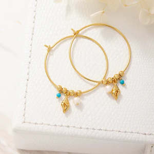 MIDSUMMER STAR EARRINGS - OCEANIA GOLD HOOPS
