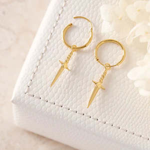 MIDSUMMER STAR EARRINGS - COSMIC DAGGER 18K GOLD SLEEPERS