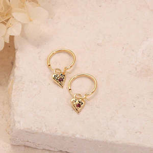 MIDSUMMER STAR EARRINGS -LOVE HEART GARNET HOOPS / GOLD