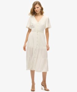Superdry Product: SUPERDRY -  IBIZA S/S MIDI TEA DRESS-WHITE