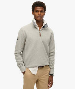 Superdry Product: SUPERDRY 1/4 ZIP - CORE PIQUE HENLY / GREY MARLE