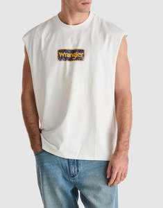 Wrangler Product: WRANGLER - BADGE BOX CAR MUSCLE TEE - VINTAGE WHITE