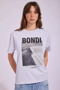 Womens T Shirt: ALL ABOUT EVE BONDI BOX TEE-SNOW MARLE