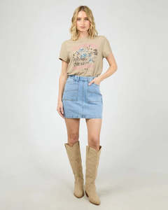 Womens T Shirt: ALL ABOUT EVE T-SHIRT - YOUNG HEARTS REGULAR / STONE