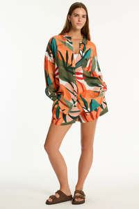 Sea Level: SEA LEVEL SHIRT - TROPALUXE BEACH SHIRT / KHAKI