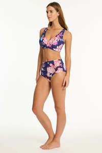 Sea Level: SEA LEVEL - INDOCHINE G CUP CROSS FRONT BRA TOP / FRENCH NAVY