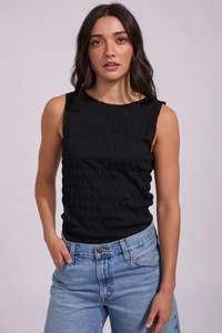 Womens Tops: LEE TOP - TEXTURED TIE TANK / BLACK