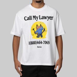 Smiley Call My Lawyer Bear T-Shirt - White