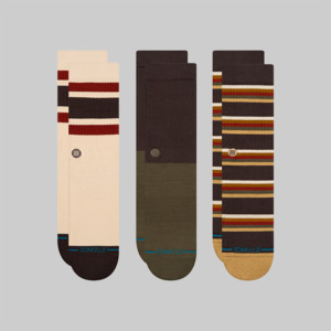 Stance: Mill House 3 Pack Crew - Dark Brown