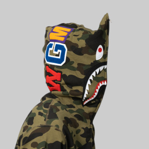 A Bathing Ape%C2%AE: 1st Camo Shark Full Zip Hoodie - Green