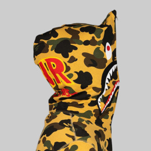 1st Camo 2nd Shark Full Zip Hoodie - Yellow