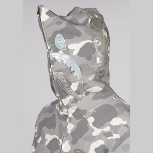 Bape Shark Hoodies: City Camo Shark Full Zip Hoodie - Grey