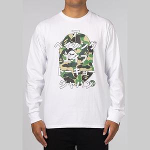 ABC Camo Japanese Letters Long Sleeve - White/Green
