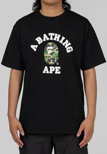 New Bape Tees: ABC Camo College T-Shirt - Black/Green