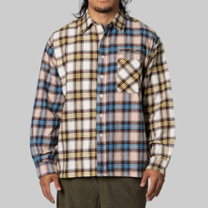 Colour Block Flannel Shirt - Yellow