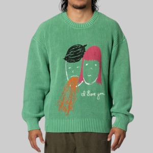 Tops: I Love You Overdyed Sweater - Moss