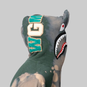 Hand Dye Shark Full Zip Hoodie - Green
