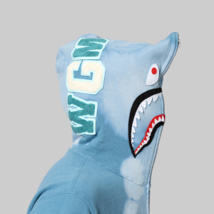 Hand Dye Shark Full Zip Hoodie - Blue