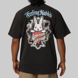 Fr2: Cross Rabbits Tattoos Garment Dye T-Shirt - Black