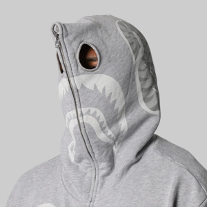 New Arrivals: Skeleton Shark Heavy Washed Full Hoodie - Grey