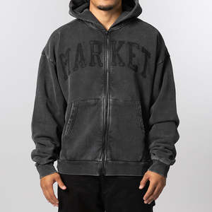Shadow Arc Full Zip Hoodie - Washed Black