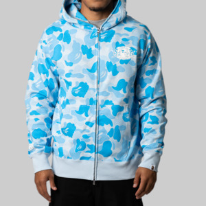 Tops: Icy Bape ABC Camo Shark Full Zip Hoodie - Sax