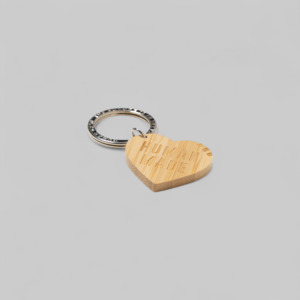 Heart Bamboo Keyring - Beige