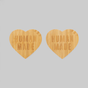 Main Outlet Accessories: Heart Bamboo Coaster Set 2 Pack - Beige
