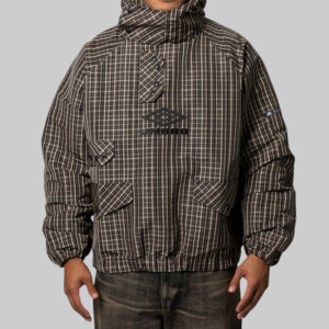 Check Smock Anorak - Beige Dark Brown