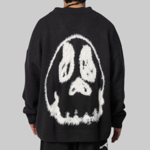 X CHITO Graphic Knit Cardigan - Black