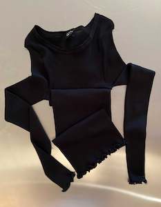 All: Wool + Silk Ribbed Long Sleeve Black