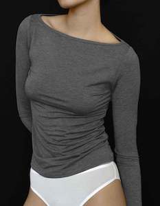 Kye Intimates: Recline Bateau Long Sleeve Charcoal