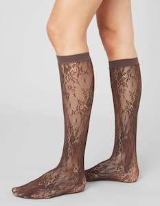 Rosa Lace Knee-Highs Dark Brown