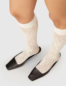 All: Rosa Lace Knee-Highs Ivory