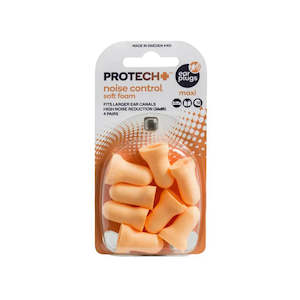 ProTech+ Ear Plugs Noise Control Soft Foam - Maxi 4pr