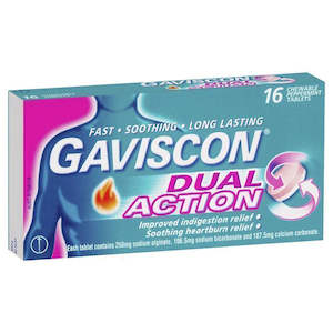 Gut Health: GAVISCON Dual Act M/B Chew Tabs 16s